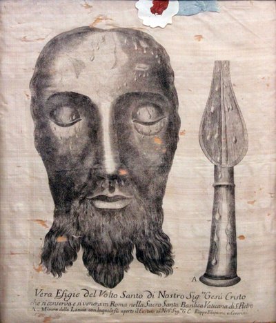Volto di Cristo, secondo il panno di Santa Veronica a Roma, incisione su rame da seta da Unknown